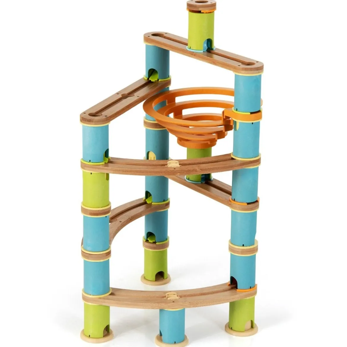 Murmelbahn aus Bambus Murmelspielzeug 111-teiliges Spielzeugset mit Murmeln für Kinder
