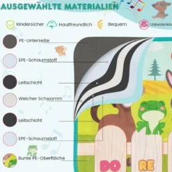 Musikmatte Kinder Klaviermatte mit 10 Tierstimmen & 10 Klavierton Keyboard Tanzmatte mit 10 Lieder