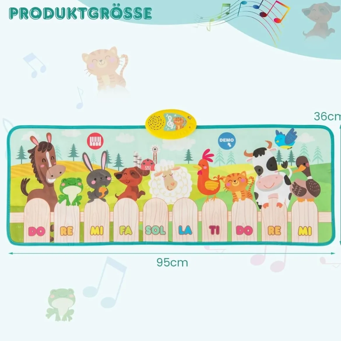 Musikmatte Kinder Klaviermatte mit 10 Tierstimmen & 10 Klavierton Keyboard Tanzmatte mit 10 Lieder