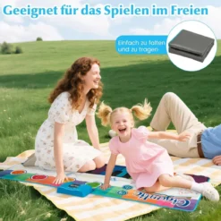 Musikmatte Kinder Klaviermatte mit 8 Musikinstrumente Keyboard Tanzmatte mit Aufnahme & Wiedergabefunktion 181 x 73 cm