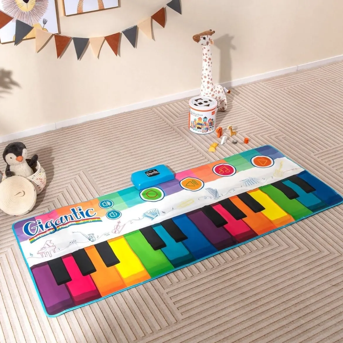 Musikmatte Kinder Klaviermatte mit 8 Musikinstrumente Keyboard Tanzmatte mit Aufnahme & Wiedergabefunktion 181 x 73 cm
