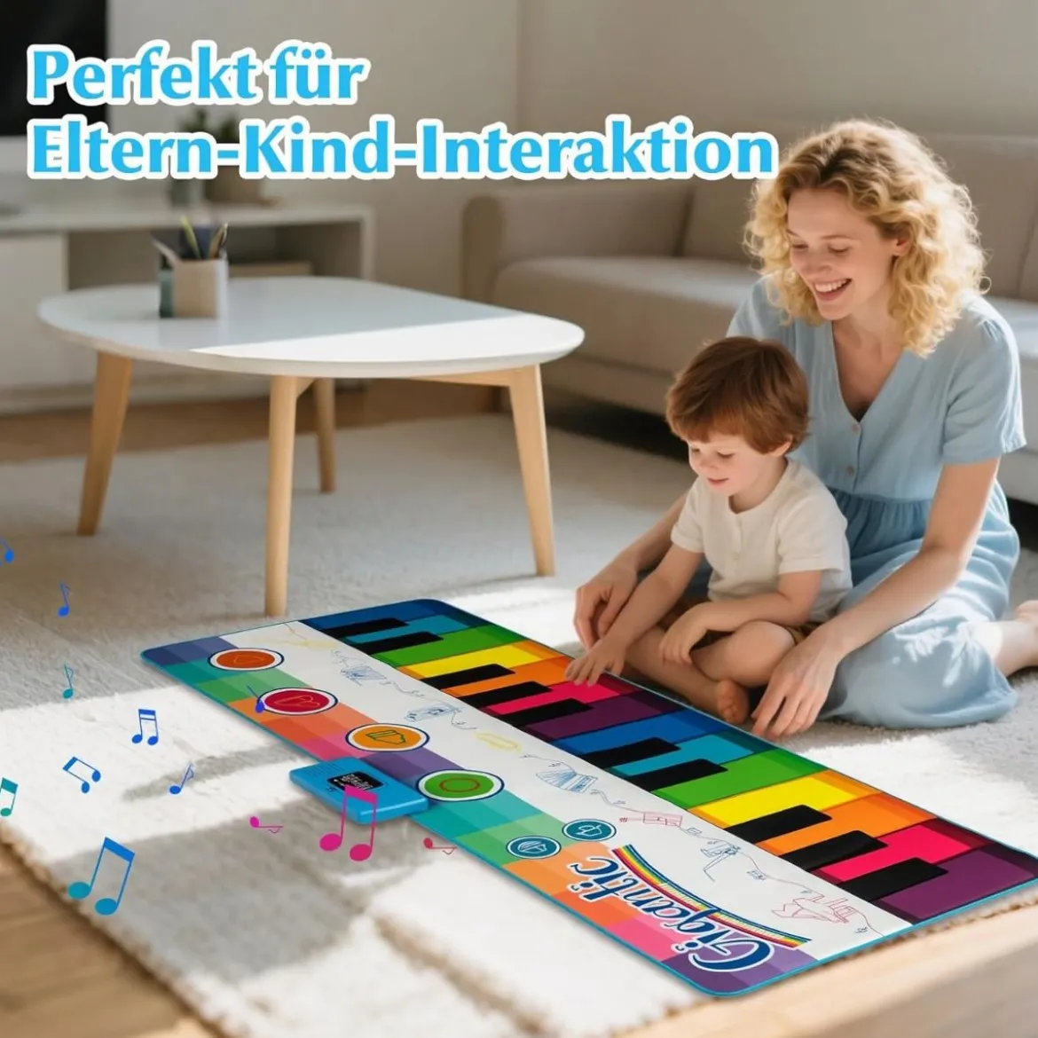 Musikmatte Kinder Klaviermatte mit 8 Musikinstrumente Keyboard Tanzmatte mit Aufnahme & Wiedergabefunktion 181 x 73 cm