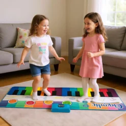 Musikmatte Kinder Klaviermatte mit 8 Musikinstrumente Keyboard Tanzmatte mit Aufnahme & Wiedergabefunktion 181 x 73 cm