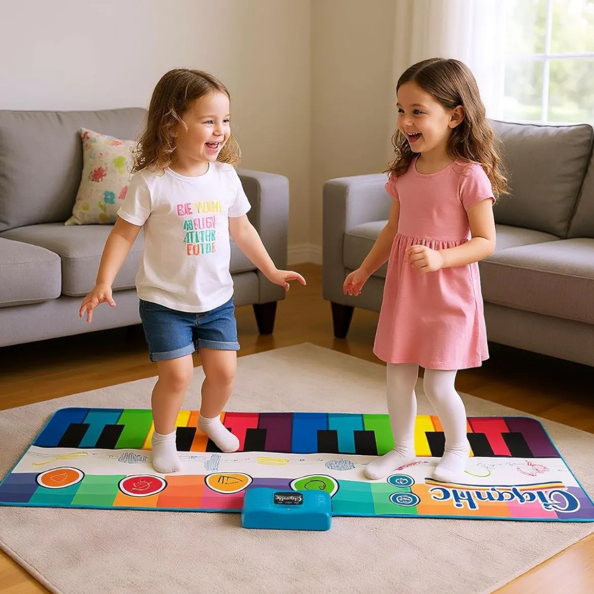 Musikmatte Kinder Klaviermatte mit 8 Musikinstrumente Keyboard Tanzmatte mit Aufnahme & Wiedergabefunktion 181 x 73 cm