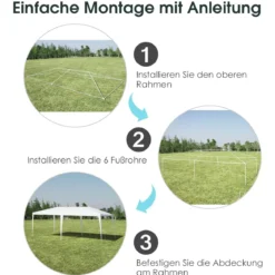 3 m x 6 m Partyzelt Wasserdichtes Strandzelt mit Seilen Weiß
