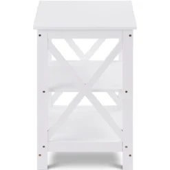 Nachttisch 3 Ablagen Beistelltisch Standregal Allzweckregal Weiß 43 x 40 x 60 cm