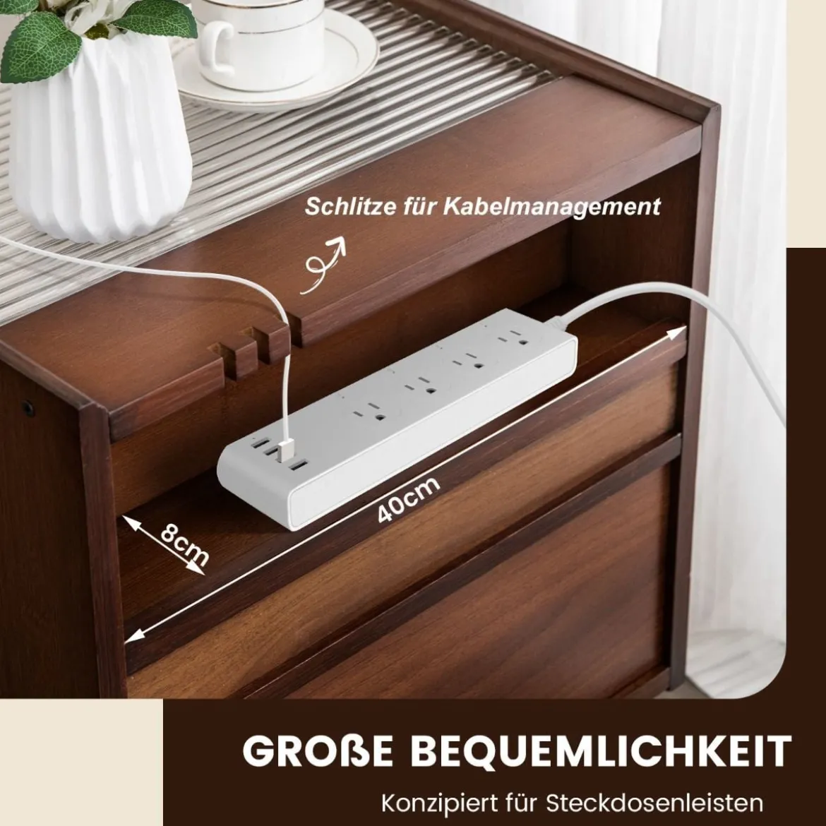 2 Nachttisch aus Bambus & Rattan mit Schublade und Beinen aus Massivholz Beistelltisch mit verstecktem Stauraum Braun