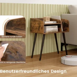Nachttisch Beistelltisch mit offenem Fach Sofatisch mit Metallstützbeinen 50 x 32 x 58 cm