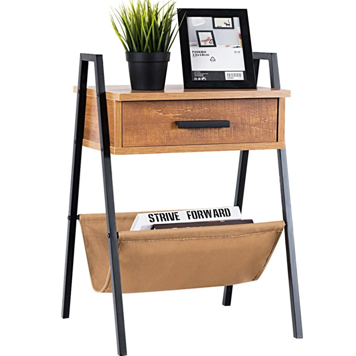 Nachttisch Beistelltisch Telefontisch mit eine Schublade Holz 44 x 40 x 62 cm