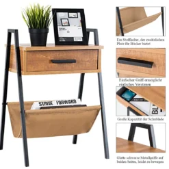 Nachttisch Beistelltisch Telefontisch mit eine Schublade Holz 44 x 40 x 62 cm