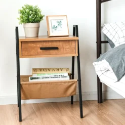 Nachttisch Beistelltisch Telefontisch mit eine Schublade Holz 44 x 40 x 62 cm