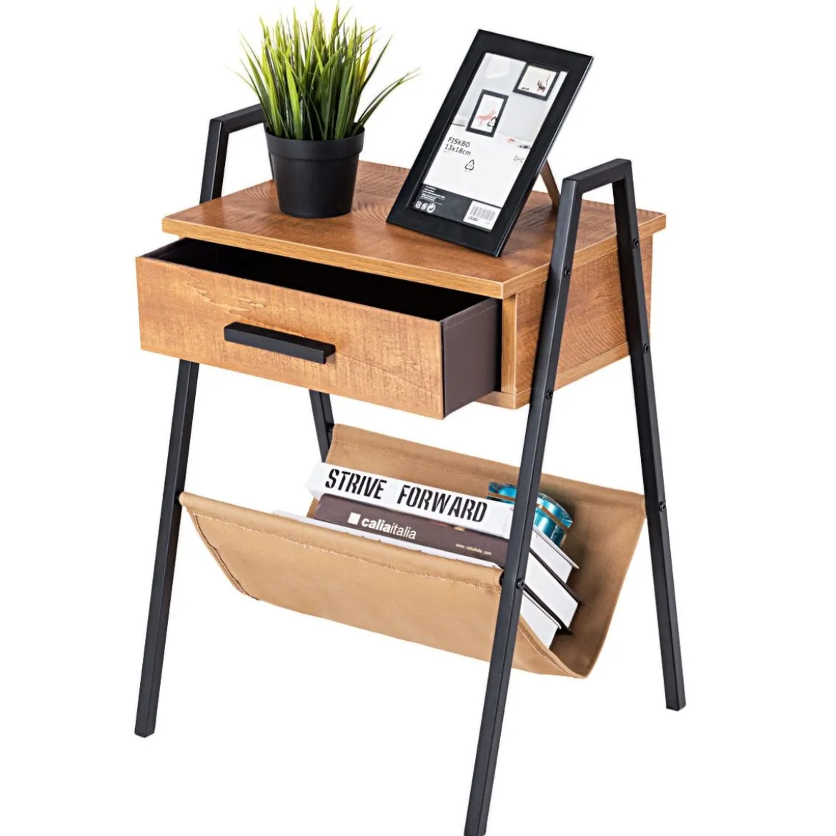 Nachttisch Beistelltisch Telefontisch mit eine Schublade Holz 44 x 40 x 62 cm