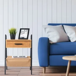 Nachttisch Beistelltisch Telefontisch mit eine Schublade Holz 44 x 40 x 62 cm