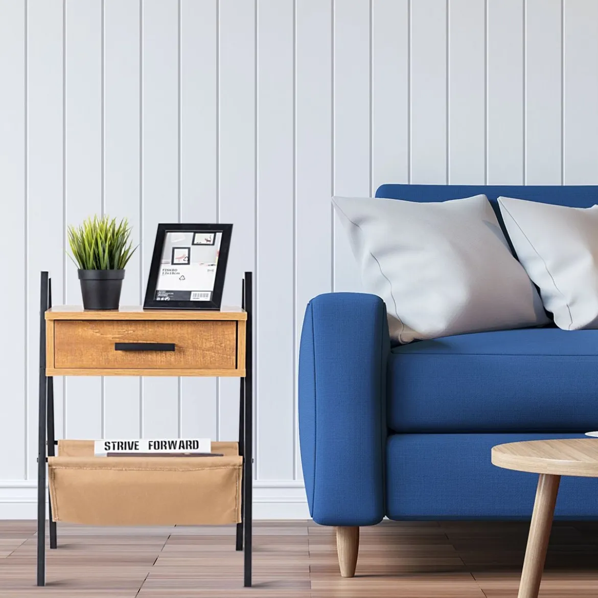 Nachttisch Beistelltisch Telefontisch mit eine Schublade Holz 44 x 40 x 62 cm