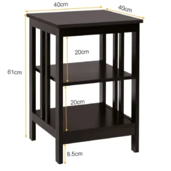 Nachttisch 3 Ebenen 2er Set Beistelltisch Nachtschrank Sofatisch Couchtisch für Schlafzimmer 40 x 40 x 61 cm Kaffe