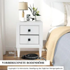 Nachttische Holz Beistelltisch mit 2 Schubladen Kaffeetisch modern Sofatisch Weiß