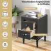 Nachttische Holz Beistelltisch mit 2 Schubladen Kaffeetisch modern Sofatisch Schwarz