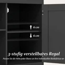 Nachttisch mit Ladestation & Verstellbarem Regal Holz Beistelltisch Nachtschrank Sofatisch Schwarz