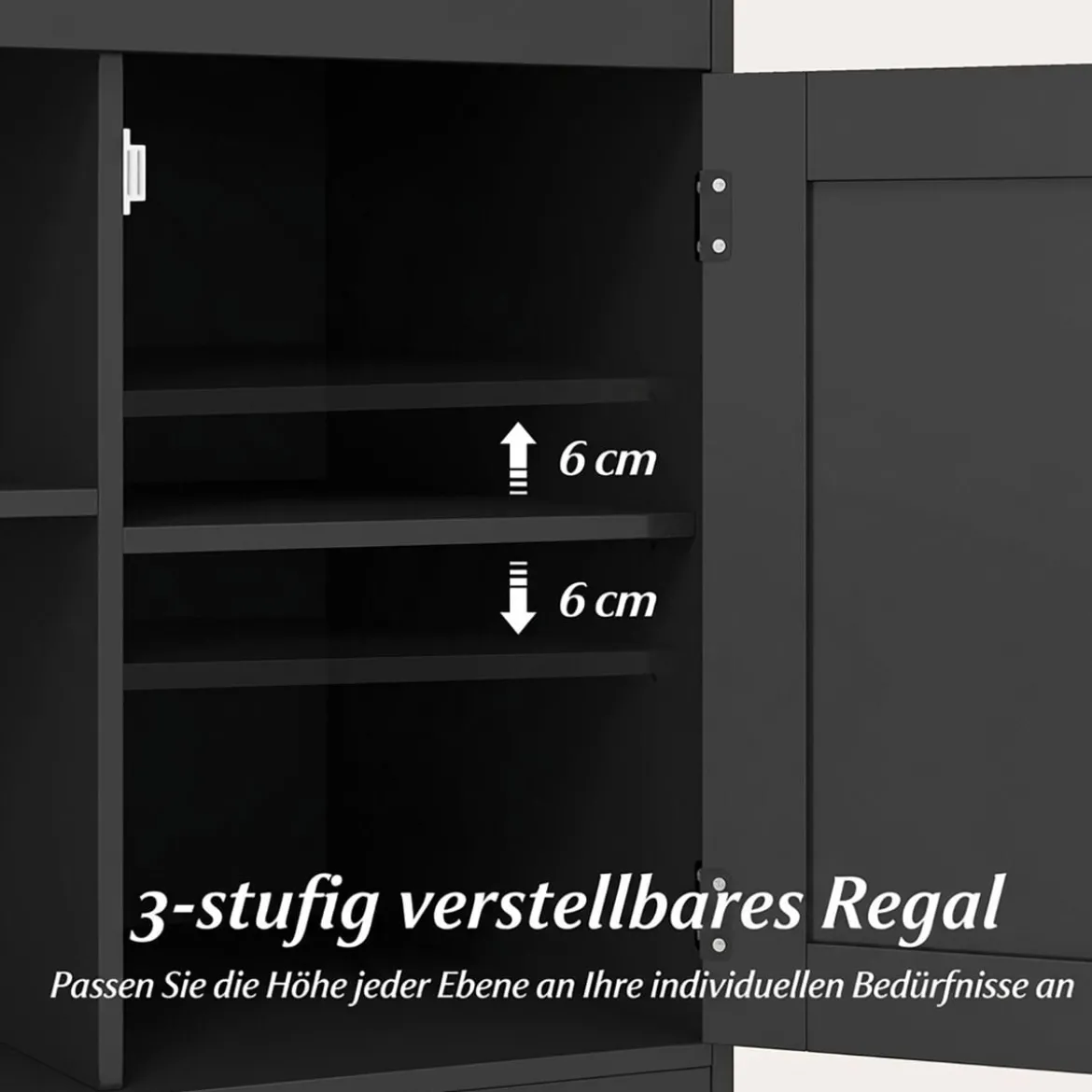 Nachttisch mit Ladestation & Verstellbarem Regal Holz Beistelltisch Nachtschrank Sofatisch Schwarz