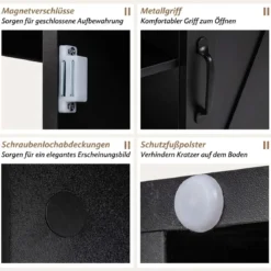 Nachttisch mit Ladestation & Verstellbarem Regal Holz Beistelltisch Nachtschrank Sofatisch Schwarz