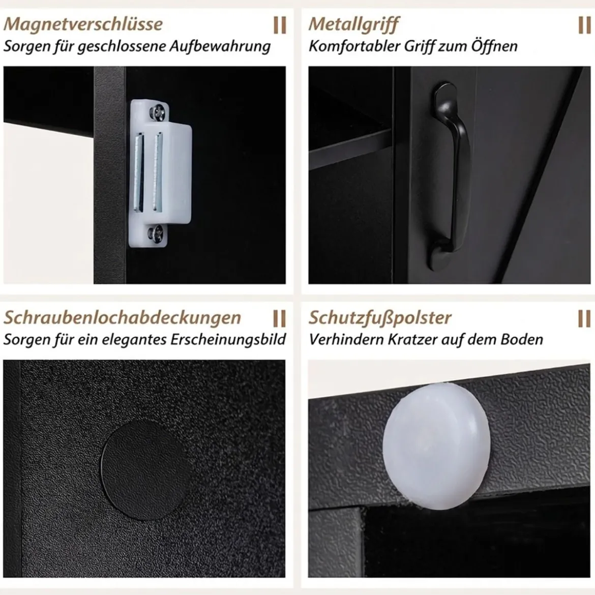 Nachttisch mit Ladestation & Verstellbarem Regal Holz Beistelltisch Nachtschrank Sofatisch Schwarz
