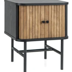 Nachttisch mit Schiebetüren Nachtschrank mit Stauraum 40 x 39 x 49 cm Schwarz
