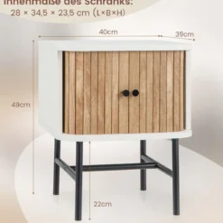 Nachttisch mit Schiebetüren Nachtschrank mit Stauraum 40 x 39 x 49 cm Weiß