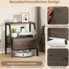 Nachttisch mit Schublade Beistelltisch mit offnem Regal und Metallrahmen Sofatisch Nachtkommode für Wohnzimmer 45 x 35 x 52,5 cm