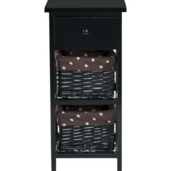 Nachttisch mit Schublade Beistelltisch Korbkommode28 x 26 x 60 cm Schwarz + Braun