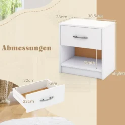 Nachttisch mit Schublade Kleiner Beistelltisch mit offenem Fach 38,5 x 28 x 40,5 cm