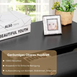 Nachttisch mit 3 Schubladen Beistelltisch mit Griffen aus Holz 71 x 46 x 66 cm Schwarz