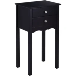 Nachttisch mit 2 Schubladen & Kippsicherung Moderner Beistelltisch 40 x 32 x 75 cm Schwarz