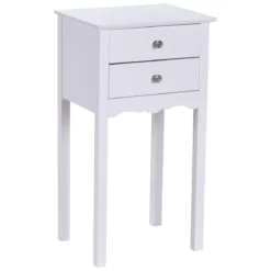 Nachttisch mit 2 Schubladen & Kippsicherung Moderner Beistelltisch 40 x 32 x 75 cm Weiß