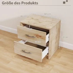 Nachttisch mit 2 Schubladen Kleiner Beistelltisch Nachtschrank Sofatisch Nachtkommode