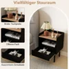 Nachttisch Nachttisch mit Schublade & offenem Ablagefach moderner Sofatisch mit Metallbeinen Schwarz