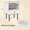 Nachttisch Nachttisch mit Schublade & offenem Ablagefach moderner Sofatisch mit Metallbeinen Weiß