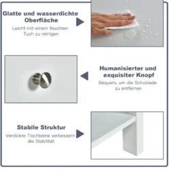 Nachttisch 2-Stufige Nachtkommode Moderner Nachtschrank mit Schublade Weiß