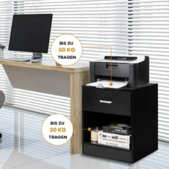 Nachttisch 45 x 42,5 x 55 cm Beistelltisch mit Schublade und offenem Fach Sofatisch modern Schwarz