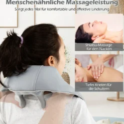 Nacken & Schulter Massagegerät 4D Shiatsu Rückenmassagegerät mit Tiefengewebekneten Grau