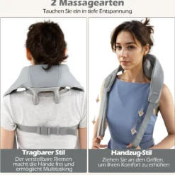 Nacken & Schulter Massagegerät 4D Shiatsu Rückenmassagegerät mit Tiefengewebekneten Grau