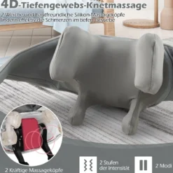 Nacken & Schulter Massagegerät 4D Shiatsu Rückenmassagegerät mit Tiefengewebekneten Grau