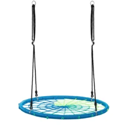 Nestschaukel Ø100cm Spinnennetz Kinderschaukel Rundschaukel 100-160cm Seil Baumschaukel Blau