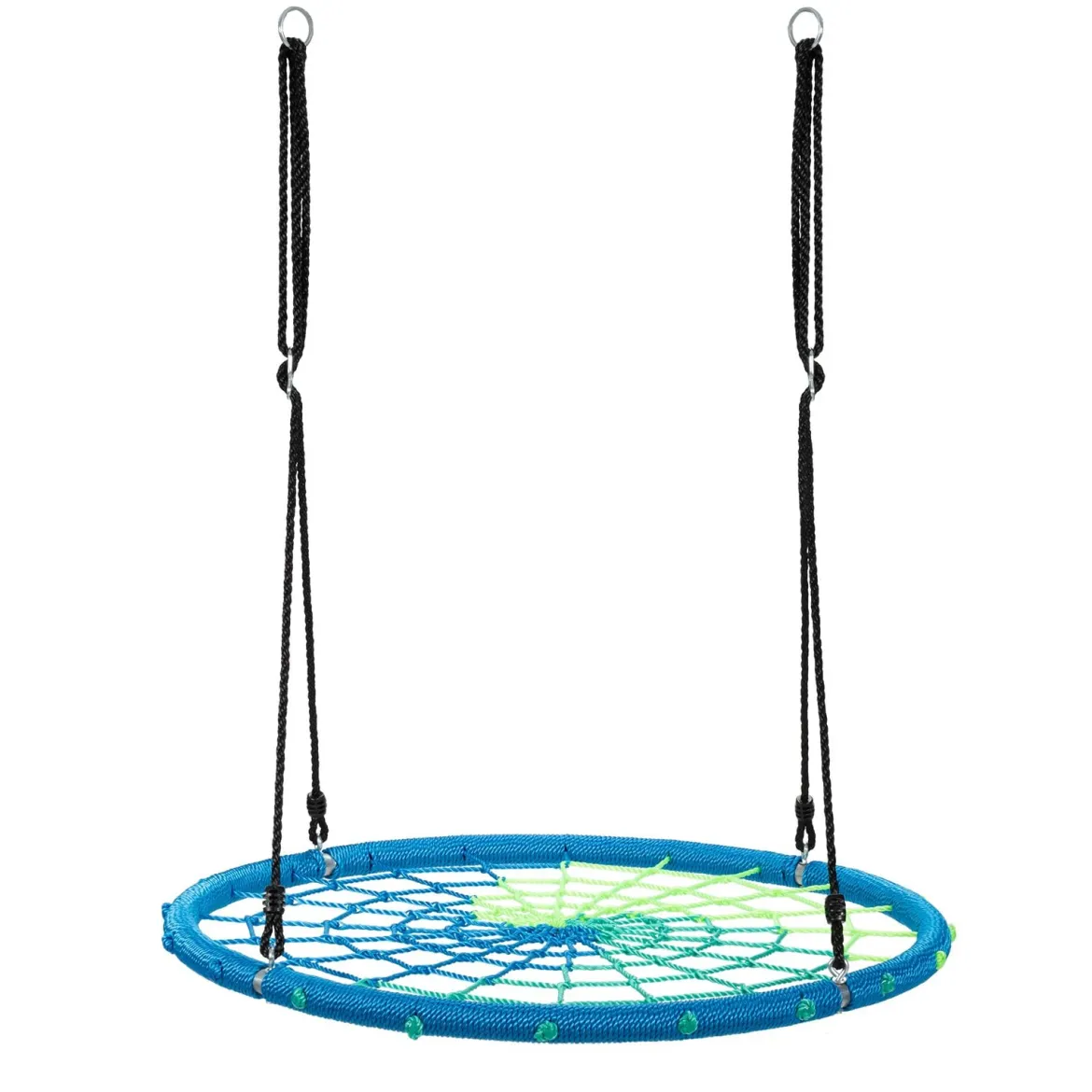 Nestschaukel Ø100cm Spinnennetz Kinderschaukel Rundschaukel 100-160cm Seil Baumschaukel Blau