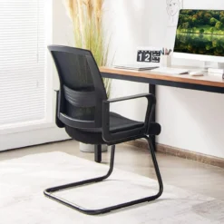 Netz Bürostuhl mit Rückenlehne bis 136kg belastbar 60 x 54,5 x 94 cm Schwarz