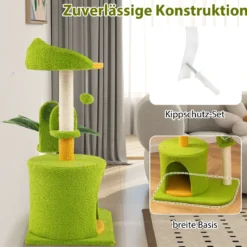 Niedlicher Kletterbaum für Hauskatzen kleiner Katzenbaum mit künstlichen Blättern Höhle Plattform Grün