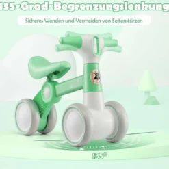 Niedliches Baby-Laufrad 4-Rad-Kinderfahrrad ohne Pedal 55,5 x 26 x 39 cm Grün