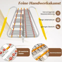 29-Noten Glockenspiel Percussion Kit Aluminium Marsch-Xylophon mit Verstellbarem Griff