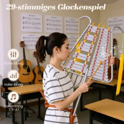 29-Noten Glockenspiel Percussion Kit Aluminium Marsch-Xylophon mit Verstellbarem Griff