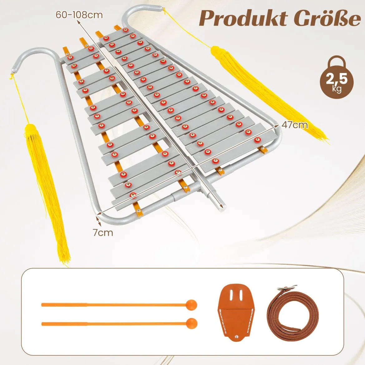 29-Noten Glockenspiel Percussion Kit Aluminium Marsch-Xylophon mit Verstellbarem Griff