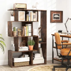 Offene geometrische Bücherregal 6-Würfel großes Bücherregal mit Kippsicherungen Bodenorganizer Display Regal Café